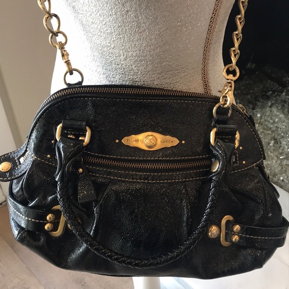 Elliot Lucca Black Patent Leather Bag Preloved - Picture 2 of 8